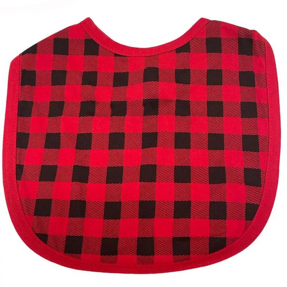Woodland Creek 3 PC Farmhouse Style Black and Red Buffalo Check Baby Bib Set - Picture 4 of 9